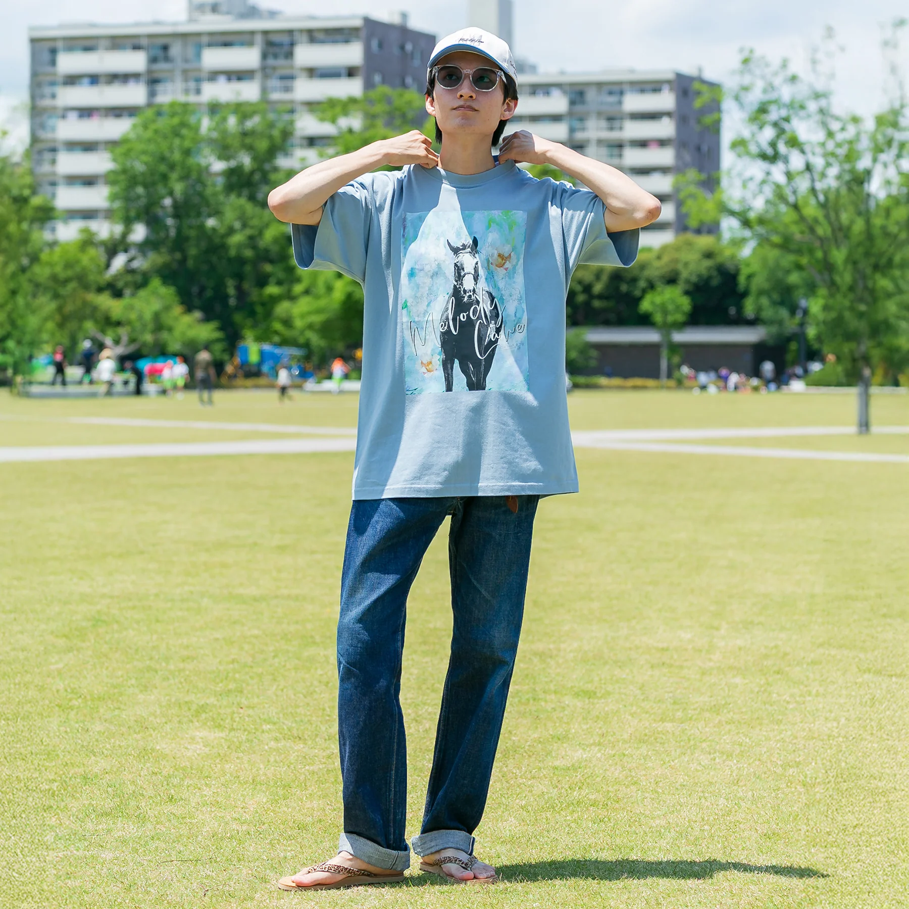 【HORSE GOODS net】メロディーレーン・TシャツA(青) - Image 3