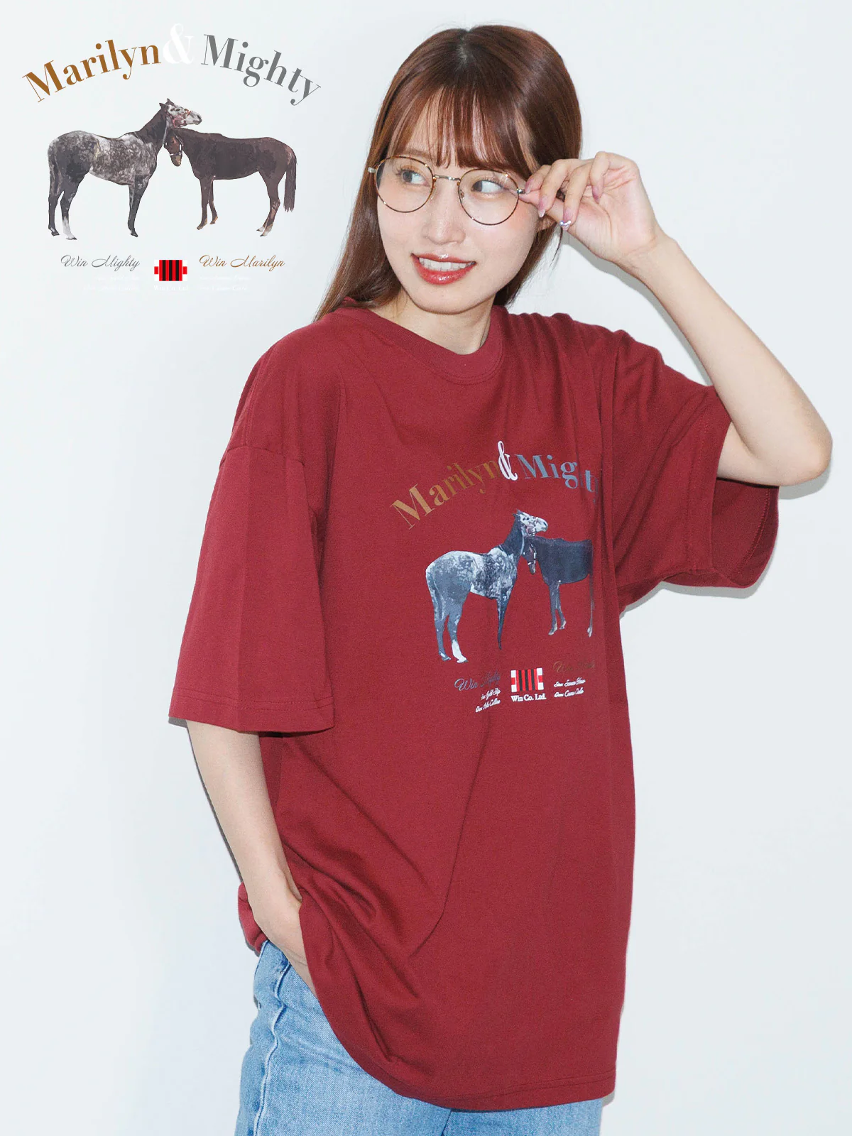 ウインマリリン&ウインマイティー・Tシャツ(バーガンディ)